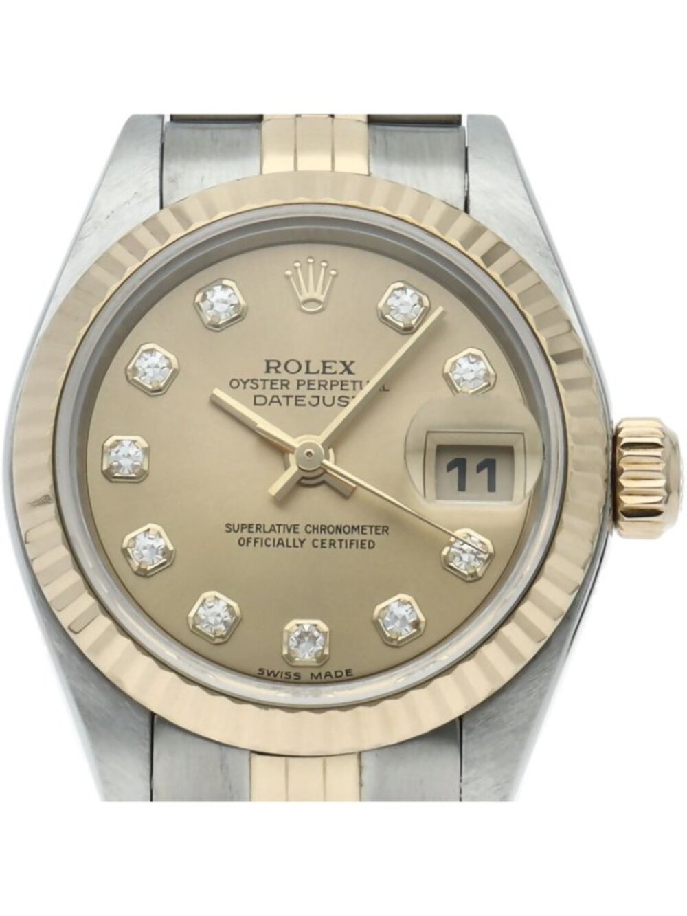 Rolex Datejust Watch Diamond 18k Yellow Gold SS Champagne